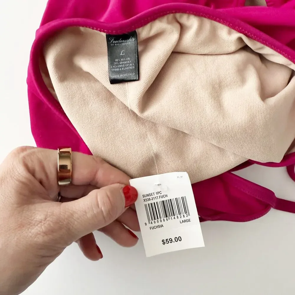 [Frederick's of Hollywood] Fuchsia Pink Sunset One-Piece Swimsuit NWT Sz Large L